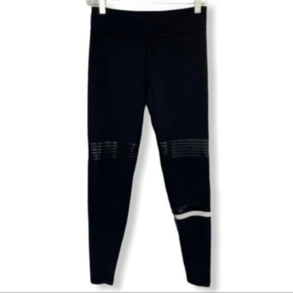 Lilybod Black Moto Style Mesh Panel Activewear Leggings Women's Small Athleisure
